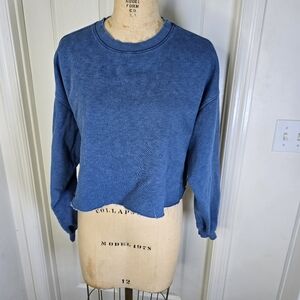 Fabletics Blue Women's Cropped Pullover Sweatshirt‎ XXL